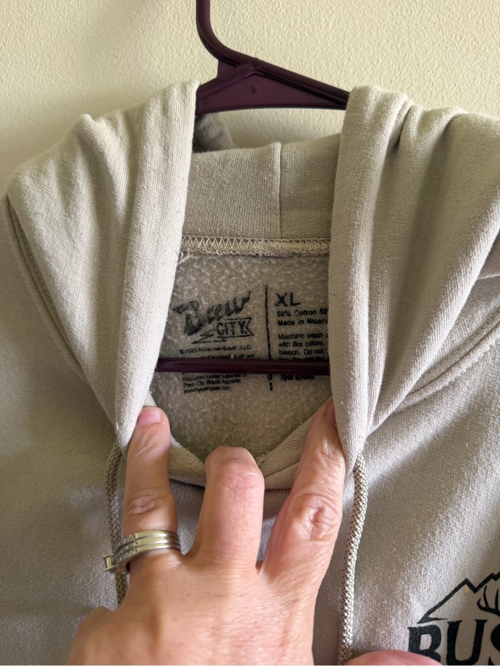 Men's Cream Graphic Hoodie - Busch light hunting XL - Picture 5 of 7